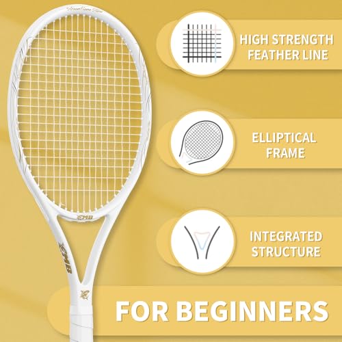 Tennis Rackets - Super Value Set with Pre-Strung, Comfortable Handle, 27'' Tennis Racquet for Beginner, Includes 4 Tennis Balls, 2 Overgrips and 2 Tennis Bag