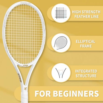 Tennis Rackets - Super Value Set with Pre-Strung, Comfortable Handle, 27'' Tennis Racquet for Beginner, Includes 4 Tennis Balls, 2 Overgrips and 2 Tennis Bag