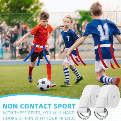 Toulite 12 Pcs Web Football Belts Canvas Belt Long Web Belt Flag Football with Metal for Men Women Kids 1 Inch Wide - color: White
