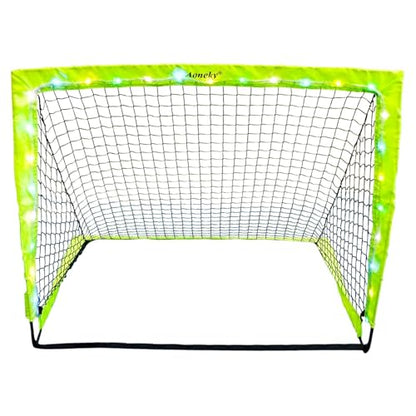Aoneky 4x3ft LED Light Up Soccer Goal - Glow in The Dark Pop-up Soccer Net