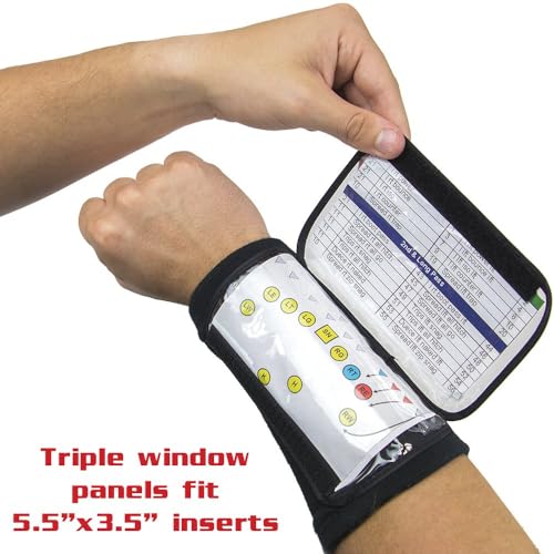 Crown Sporting Goods Football Quarterback Triple Insert Playbook Wristband, Multi-Sport Play Holder