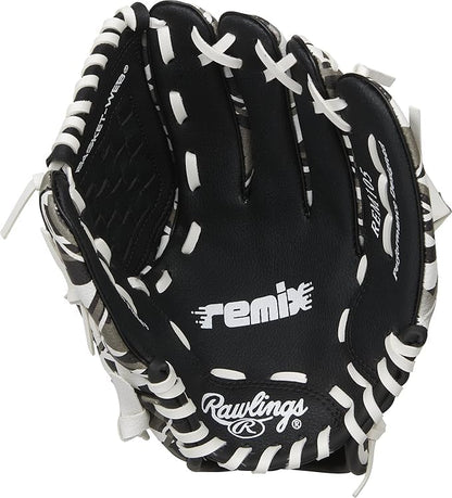 Rawlings | Remix T-Ball & Youth Baseball/Softball Glove | Sizes 9" - 10.5" - color: Black, size: 9" | Ages 3-6