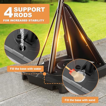 Portable Outdoor Basketball Hoop, 44 Inch Shatterproof PC Backboard, 5-10FT Hand Pull Height Adjustable with Wheels, Perfect for Kids, Teens & Adults, Backyard Driveway Indoor Use - style: Hand Crank Handles