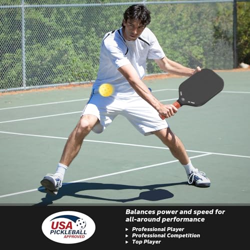Pickleball Paddle, USA Pickleball Approved, 3K Raw Carbon Fiber Surface (CFS) High Grit & Spin, with 16MM Polypropylene Honeycomb Core, Ideal for Novice and Professional Players - style: 16MM-2PCS
