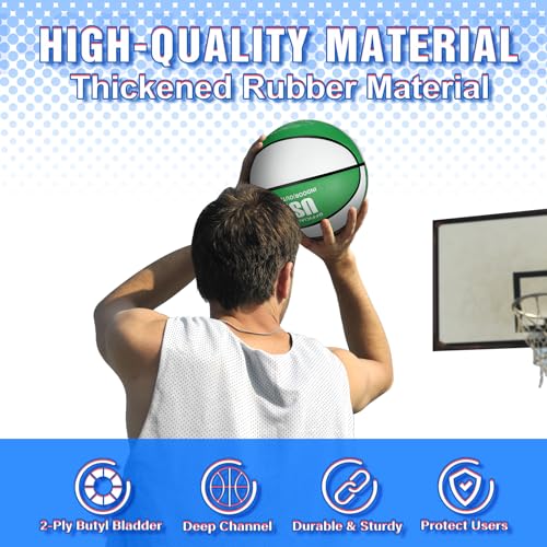 Libima 6 Pcs Official Basketball Indoor Outdoor 2 Color Printed Rubber Basketball with Pump for Game Practice Training Back to School