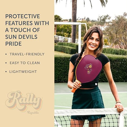 Officially Licensed Collegiate Pickleball Paddle Cover - Lightweight PU Leather Material - Durable Foam Interior Protection with Zippered Closure - Fits Most Paddles on the Market - color: Arizona State