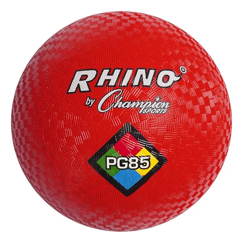 Champion Sports Rhino Playground Ball 8.5" D - Two Ply, Nylon Wound, Red (Set of 1 Ball)