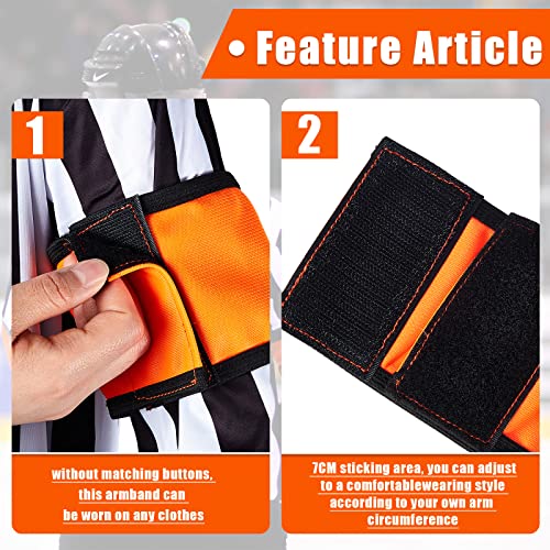 Taiyin 4 Pcs Ice Hockey Referee Arm Bands Orange Elastic Armband for Distinguish with Linesman