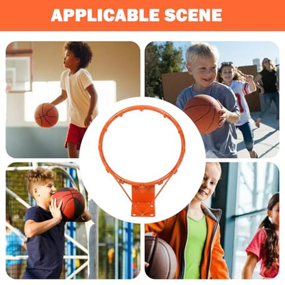Basketball Rim 13.78 Inch Heavy Duty Shock-Absorbing Wall Mounted Basketball Rim Replacement for Driveway Backyard Indoor Outdoor Replacement