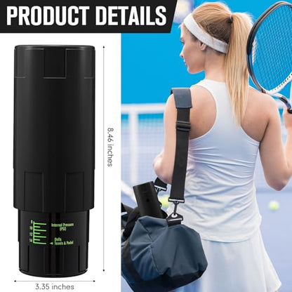Soulchen Tennis Ball Pressurizer - Tennis Ball Storage Canister Holds 3 Balls Under 14 Psi Pressure, Reusable Stuff for Bounce Retention, Lightweight & Durable - color: Black