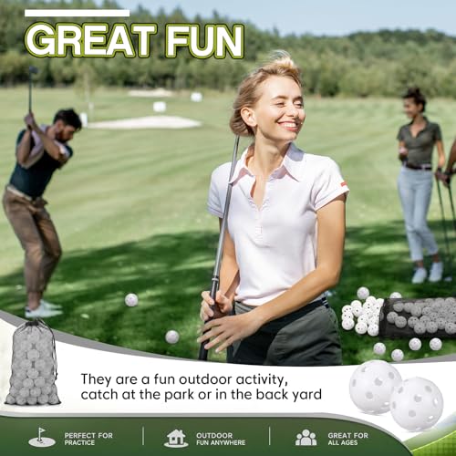300 Pcs Plastic Practice Golf Ball 42mm PU Foam Balls with Mesh Bag Hollow Limited Flight Training Ball for Backyard, Driving Range, Golf Swing Practice, Bright High Visibility