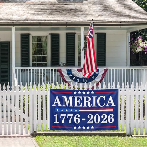 America Birthday Flag 3x5Ft 1776 2026 Years Anniversary Patriot Banner with Two Brass Grommets Flags for Street Event Yard Parties Decoration