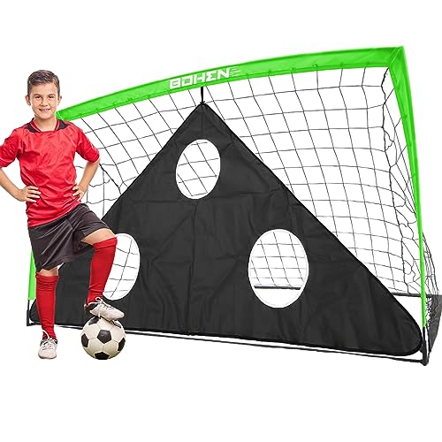 BOHEN 6x4 FT Kids Soccer Goals with Carry Bag, Portable Folding Soccer Net for Backyard Training, Indoor/Outdoor Use for Youth and Adult