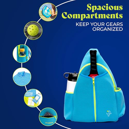 Swinton Pickleball Bag for Women and Men – Stylish Pickleball Backpack | Lightweight, Water-Resistant Pickleball Paddle Bag | Unisex Pickleball Bags with Space for Paddles, Balls & Accessories - color: Light Blue