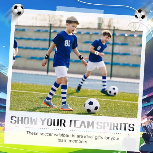 Daifunli 20 Pieces Sports Wristbands Wrist Sweatbands with Ball Pattern Design for Sports Party Birthday Party Favors - style: Soccer