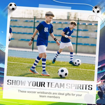 Daifunli 20 Pieces Sports Wristbands Wrist Sweatbands with Ball Pattern Design for Sports Party Birthday Party Favors - style: Soccer