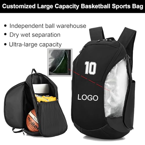 Custom Men's Basketball Backpack - color: Black