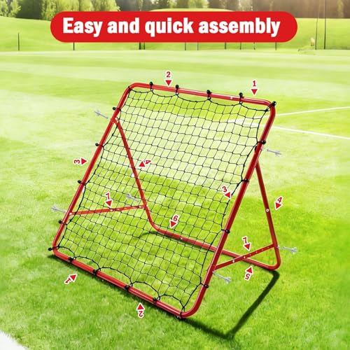 Soccer Rebounder Net, Adjustable Angle Football Training Equipment with Steel Frame, Portable Folding Rebound Net for Passing and Control Practice, Easy Setup Outdoor Sports Gear for Youth and Adults