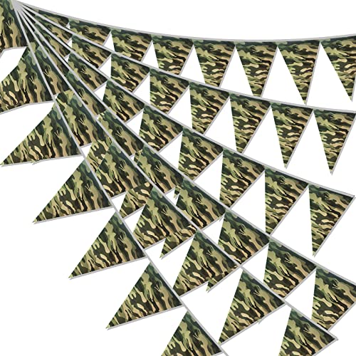 49ft Camo Pennant Flag Banner - Army Camo Triangle Flags for Birthday Party Decorations - color: Army Camo