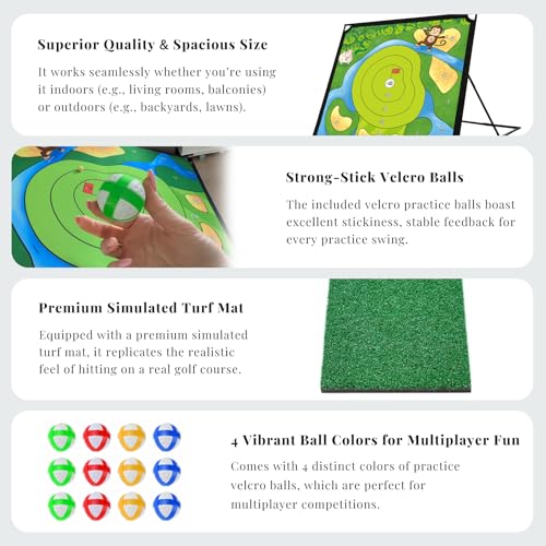 Golf Chipping Practice Game 52" x 52" Indoor Outdoor Games for Adult Kids and Family Golfer Training Set Without Club - style: Golf Set without Club