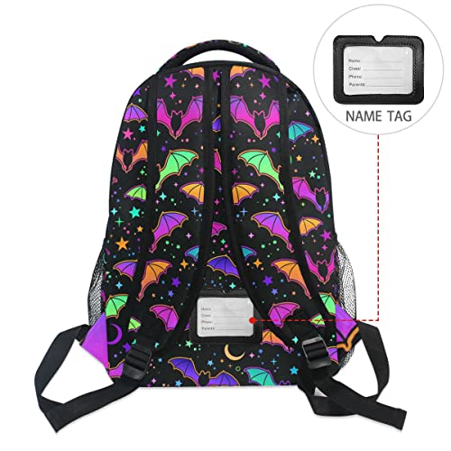 Halloween Rainbow Bats Backpack School Bookbag Lightweight Laptop Backpack for Men Women Kids - color: Halloween Bats
