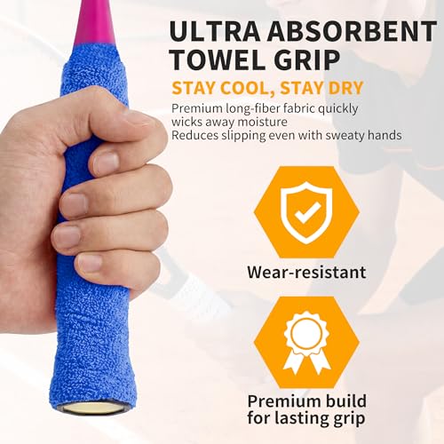 2 Pcs Tennis Racket Grip Tape, Towel Tennis Overgrip Tape, Anti-Slip Absorbent Grip, Racket Overgrip Tape,9 Colors - color: Blue