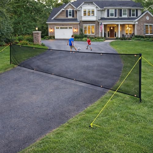 Driveway Safety Net for Kids & Pets, 20FT Driveway Ball Stopper Net with Reflective Strips, Outdoor Yard Home Driveway Barrier Net - size: 20 Ft Wide 40 Inch Tall
