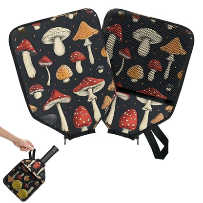 Pickleball Paddle Cover with Pockets and Handle Strap, Racket Sleeve and Ball Holder Organizer, 1 Pcs - color: red