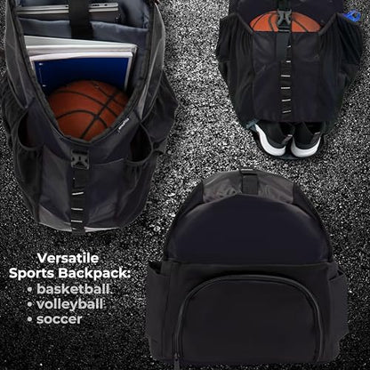 Athletico Basketball Bag - Large Basketball Backpack for Men & Women - Volleyball & Soccer - color: Black