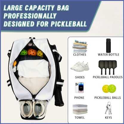 ROYALFAIR Pickleball Tote Bag for Women Men Large Capacity with Paddle Cover Pocket Internal Shoe Pocket and Adjustable Shoulder strap - color: Black