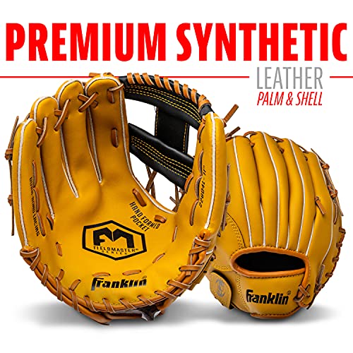 Franklin Sports Field Master Baseball + Softball Glove - Field Master Adult + Youth Baseball + Softball Mitt - Men's + Women's Gloves - Right Hand Throw - color: Tan, style: 11" - I Web