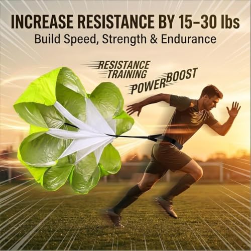 Football Kick Trainer Parachute Resistance with Adjustable Waist Strap for Youth Field, Backyard, Speed and Power Drills - color: Green