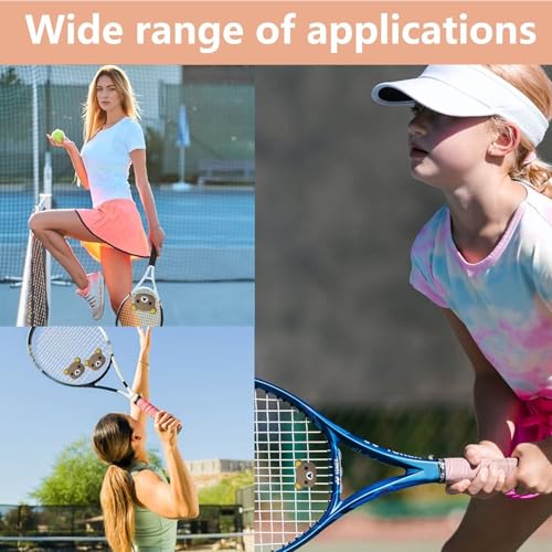 2 PCS Tennis Racket Vibration Dampener Bear Design, Soft Silicone Shock Absorber Vibration & Noise Reduction, Secure Easy Install Accessories for Adult & Junior Players of All Levels