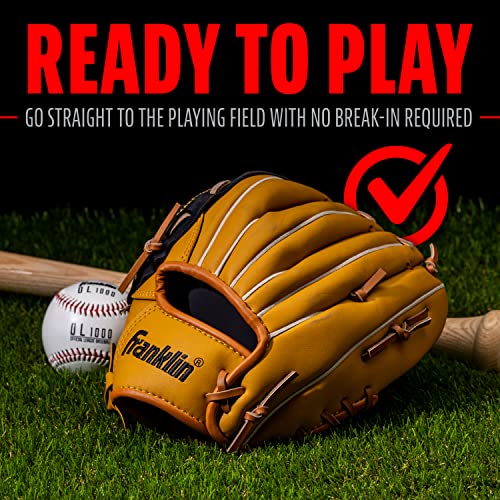 Franklin Sports Field Master Baseball + Softball Glove - Field Master Adult + Youth Baseball + Softball Mitt - Men's + Women's Gloves - Right Hand Throw - color: Tan, style: 10.5" - Basket Web
