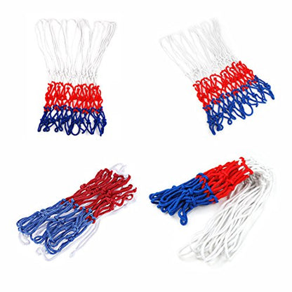 GARASANI 2 Pack Basketball Net Replacement 18 inches Red White and Blue Basketball Net 3mm Thread, 12 Loops