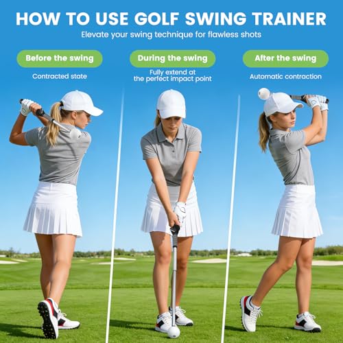 Retractable Golf Swing Training Aid, Telescopic Club Indoor & Outdoor Practice Warm-Up Golf Swing Trainer -Strength & Tempo Training for Golfer Beginner Men Woman Golf Gift