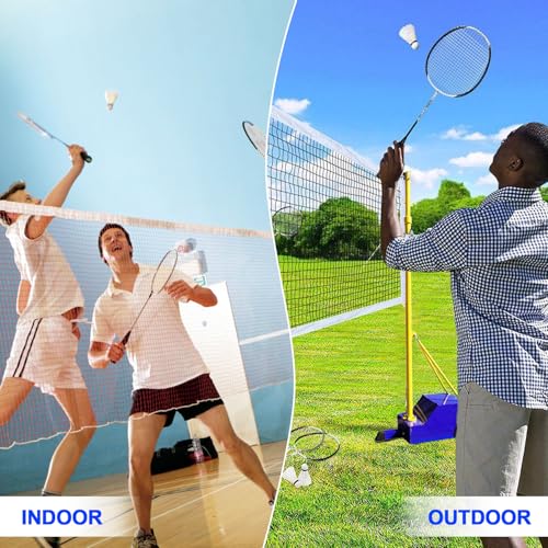 Volleyball Poles for Backyard,Heavy Duty Volleyball/Badminton Poles with Nets, Indoor Volleyball Nets with Poles with 4 Adjustable Heights,Portable Outdoor Badminton Poles for Adult Kids School