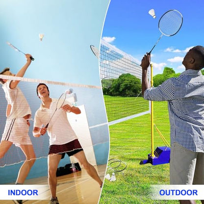 Volleyball Poles for Backyard,Heavy Duty Volleyball/Badminton Poles with Nets, Indoor Volleyball Nets with Poles with 4 Adjustable Heights,Portable Outdoor Badminton Poles for Adult Kids School