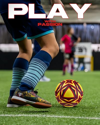 ZALLY Futsal Ball – Hand Sewn Indoor Soccer Ball with Low Bounce Poly/Wool Bladder & Textured Surface for Control on Futsal Courts & Gym Floors