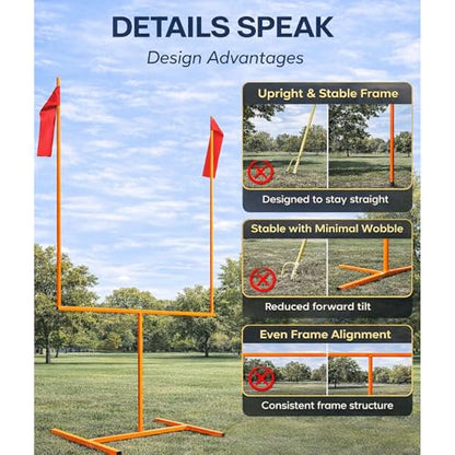 Adjustable Steel Football Goal Post Set with Football & Pump, Backyard Field Goal Uprights for Kids & Adults Rust-Resistant Outdoor Football Training Equipment