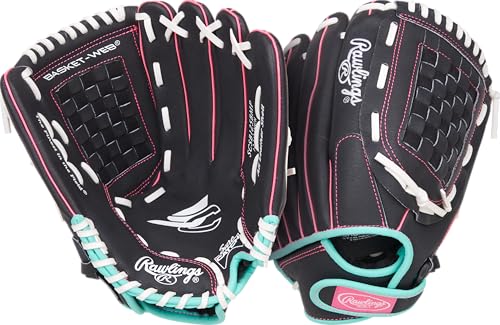 Rawlings | Sure Catch Series Youth Softball Glove - color: Black / Mint / Pink, size: 12.5"