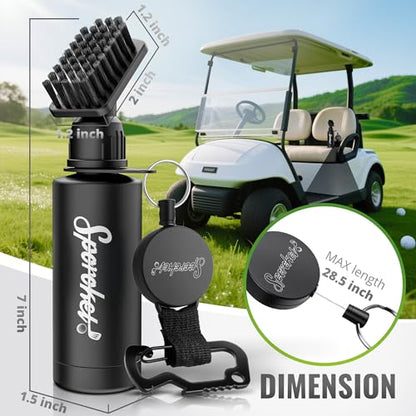 Pro Golf Club Brush Cleaner with Multi Purpose Heavy Duty Retractable Clamp and Squeeze Bottle for 4 oz of Water, Premium Golf Accessories for Men