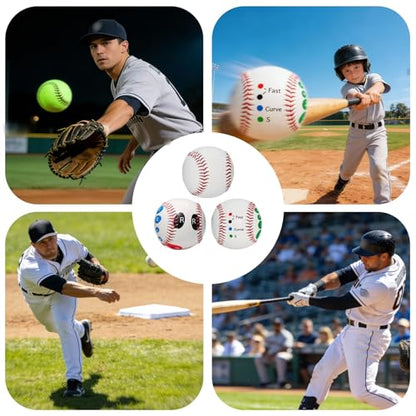 3pcs Pitching Grip Trainers, 2 Training Baseballs with Finger Placement + 1 Glow in the Dark Baseball, Training Equipment for Teenagers Beginners to Learn Multiple Grips, Soft