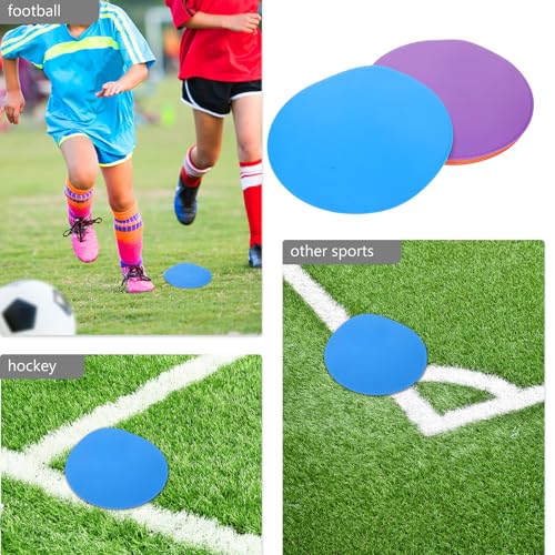 Cabilock 6pcs Soccer Training Flat Round Spot Markers 9" Non-Slip Sports Discs for Speed Agility Drills Football Practice Field Marking Equipment with Multi- for Indoor Outdoor Use