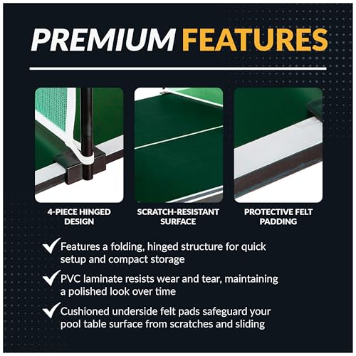 Hathaway 9 ft Quick Set Table Tennis Conversion Top – Regulation Sized, Foldable, Durable Engineered Surface, Protection Pads – Indoor Ping Pong Table Topper for Pool Table w/Net & Posts