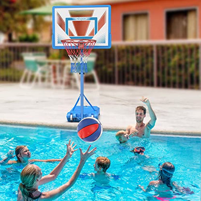 PEXMOR Pool Basketball Hoop & vplleyball Poolside, Portable for Swimming Pool, Upgraded Water Basketball Backboard Stand for Pool Indoor Outdoor - style: Blue