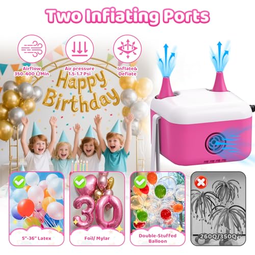 3 in 1 Balloon Pump Electric,Balloon Pump,Electric Air Pump,Quick-Fill Inflator/Deflator Pumps for Party Decoration Balloon, Pool, Floats, Air Mattress Bed, Swimming Ring