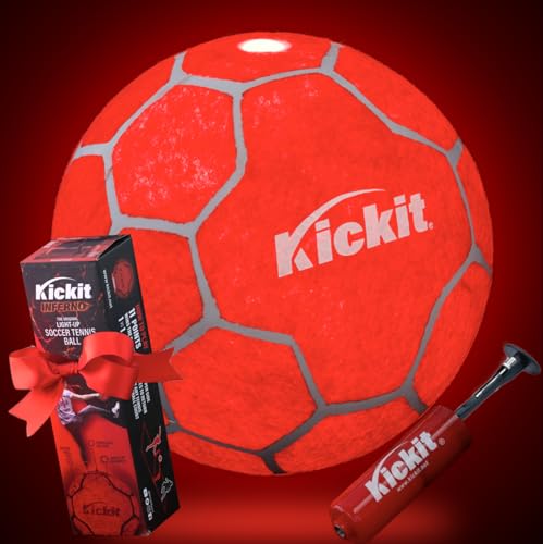 Kickit Soccer Tennis Ball, Official Soft Lightweight Ball for Training, Freestyle & Juggling, All Ages Outdoor Fun, Backyard, Beach & Court Play, Size 5 - color: LED Light-Up Ball
