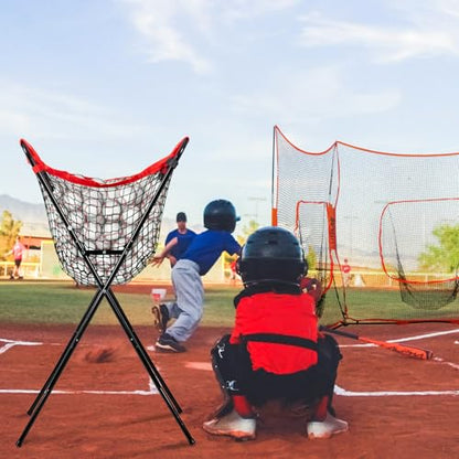 Extra Large Baseball Caddy - Holds Up to 100+ Baseballs or 50+ Softballs for Drills, Portable Ball Caddy for Baseball/Softball with Double X Sturdy Structure, Easy Foldable to Carry