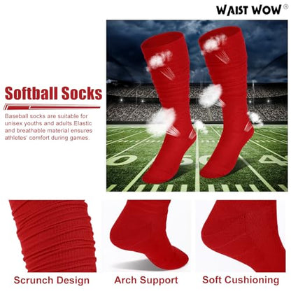 Baseball Belt and Socks Combo Adjustable Softball Belt and Socks Elastic Waist Belt for Youth and Adult - color: Red, size: Youth